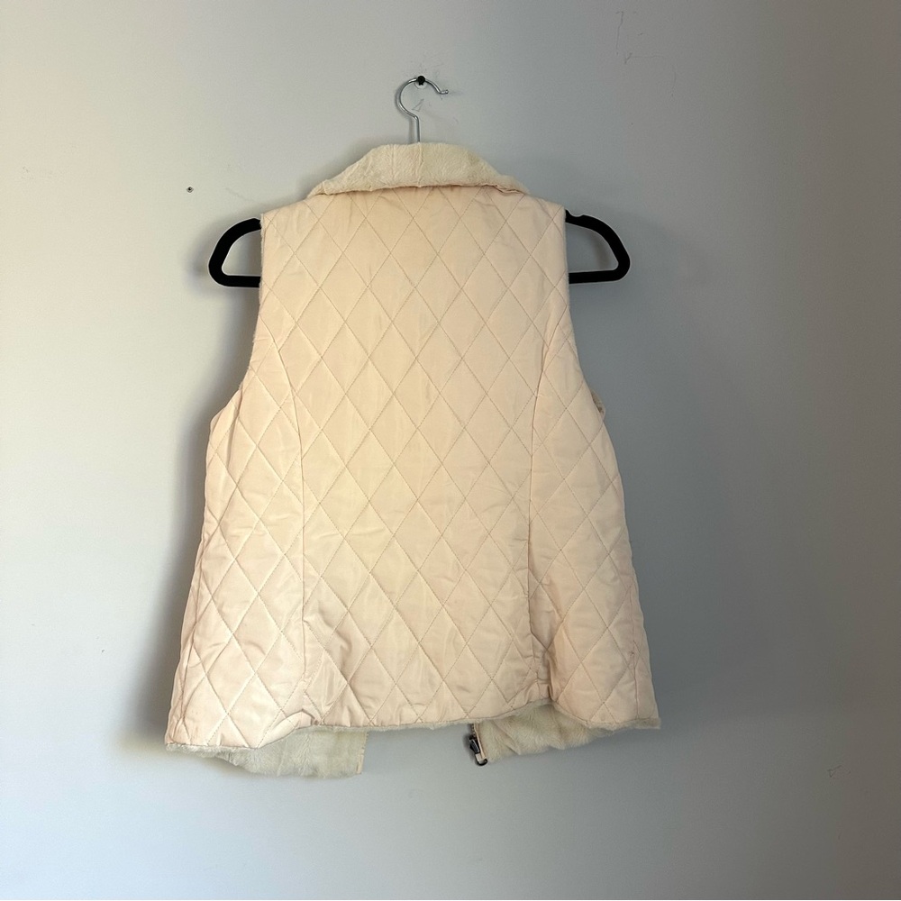 Winter Cream Off-White Reversible Faux Fur Vest with pockets petite medium